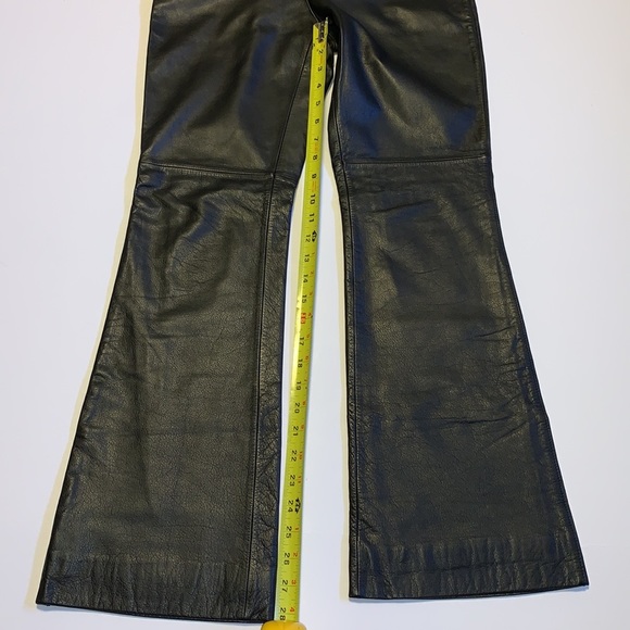 RALPH Ralph Lauren Vintage Black Leather Studded Flare Pants - Women’s Size 2 - Picture 12 of 13